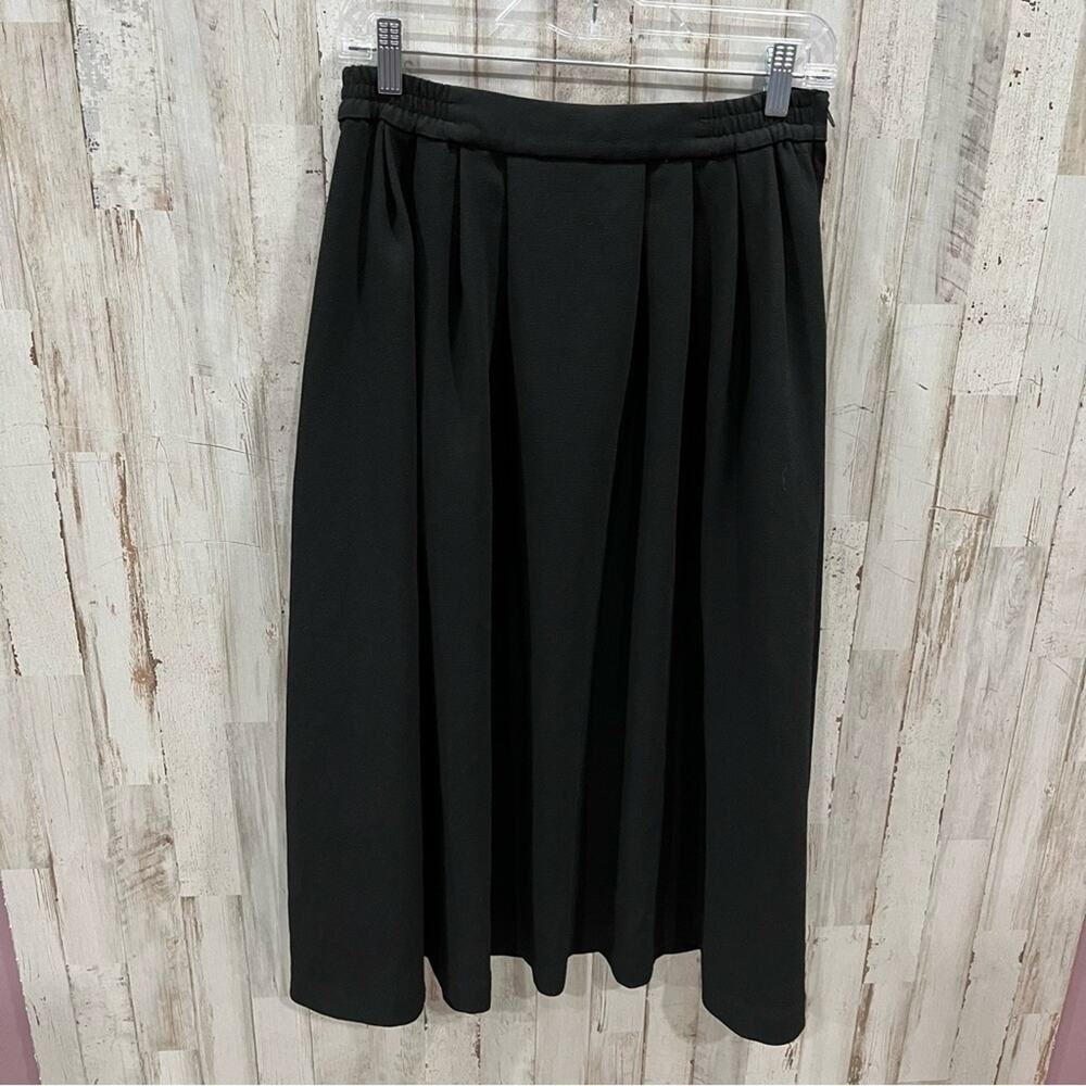 H&M Black A Line Pleated Midi Skirt Full Capsule Classic Staple